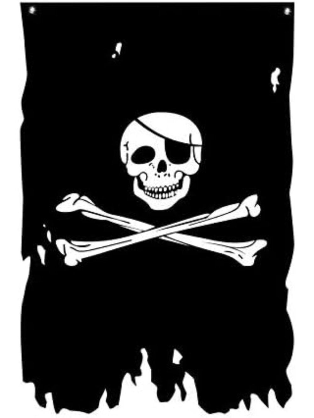 Jolly Roger Flag 3x4.8Fts Creepy Ragged Crossbone Old Skull Bones Pirate Banner